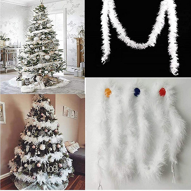 5/10Pcs Christmas Tree White Feather Fluffy Garland Ribbon Strip for Xmas  Wedding Party Tree Home Decoration B2Cshop - AliExpress